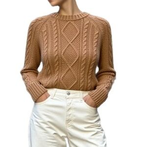 GAP Cable Knit Tan Cotton Sweater Size XS